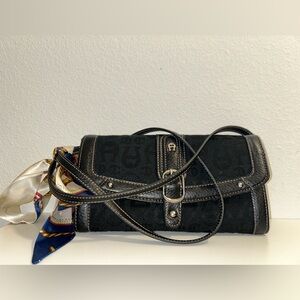 Etienne Aigner Black Clutch with Scarf Accent